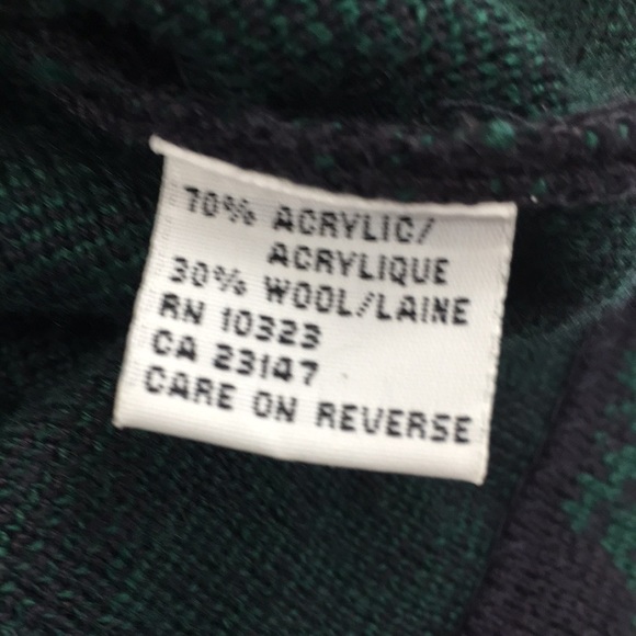 Talbots Vintage Black Green Damask Floral Cardigan Sweater Womens L Wool‎ Blend - Picture 6 of 12